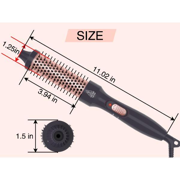 PHOEBE 1.25 Inch Ceramic Curling Iron Brush | Dual Voltage Tourmaline Ionic Hair Curler | Heated Comb for Long & Medium Hair – Perfect for Travel