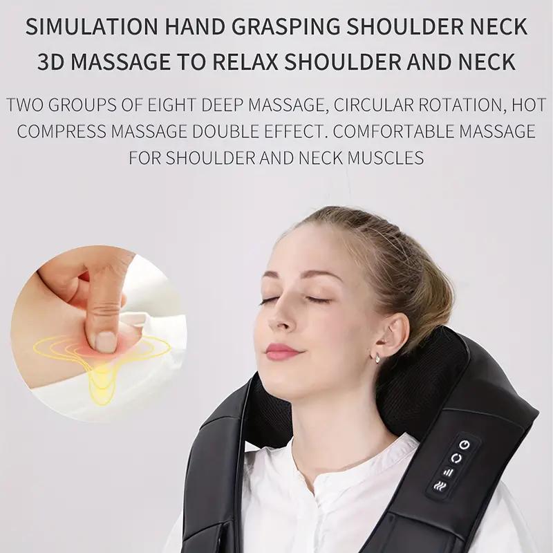 Deep Tissue Neck Massager with Heat, Comfort Portable Travel 3D Kneading Neck Massage Pillow, Neck Relaxation Tool for Home Office Car, Summer Essentials, Men Gifts, Birthday Gifts, Stocking Fillers, Body Massager, Christmas Gift