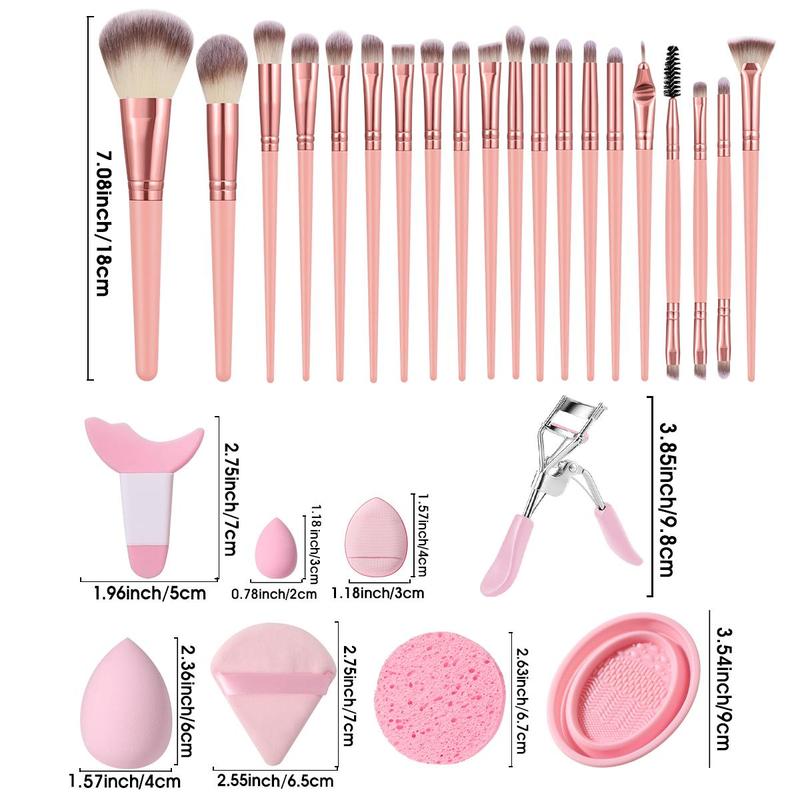 Makeup Tool Set, 33pcs set Makeup Brushes Makeup Sponges & Puffs Makeup Tool, with Eyelash Curler, Face Cleaning Puff