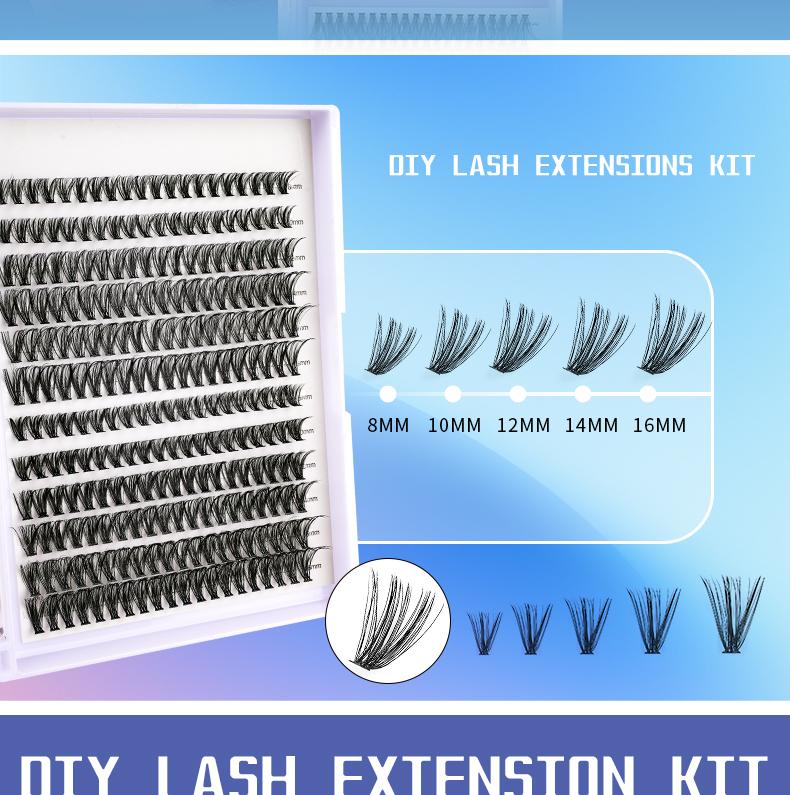 DIY Eyelash Extension Kit Individual Eyelash Extension Kit D Curl Cluster Eyelashes Individual Eyelashes with Eyelash Adhesive and Sealant, Eyelash Applicator Tool DIY Eyelash Extensions at Home, Eyelash Extensions, Cosmetics, Gifts Makeup Salon