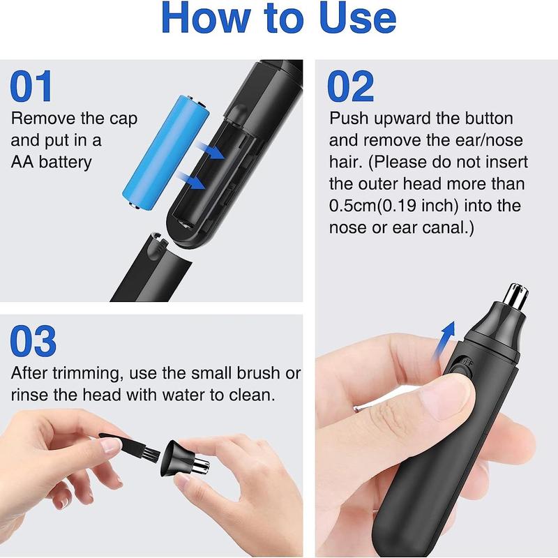 Ear and Nose Hair Trimmer Clipper, 1 Count Electric Painless Nose Hair Trimmer for Men and Women