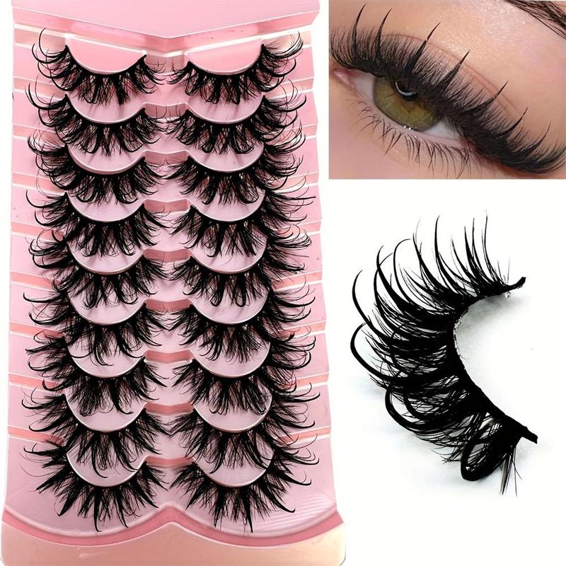 1 Box Long Full Strip Curly False Eyelashes, Fluffy Faux Cat Eye Lashes, Long Curly Fake Eye Lashes, Eye Makeup for Girls & Women