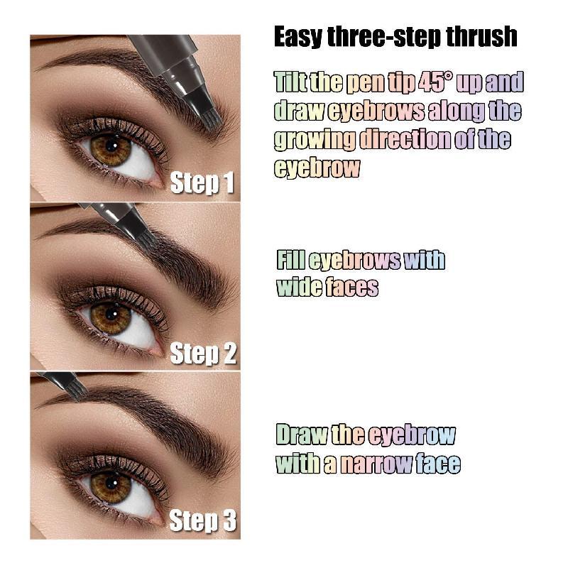 Waterproof Eyebrow Pen,Microblading Eyebrow Pencil With 4Split Head, Natural Looking BrowsMakeup ( 5 Colors ) waterproof brow Cosmetic