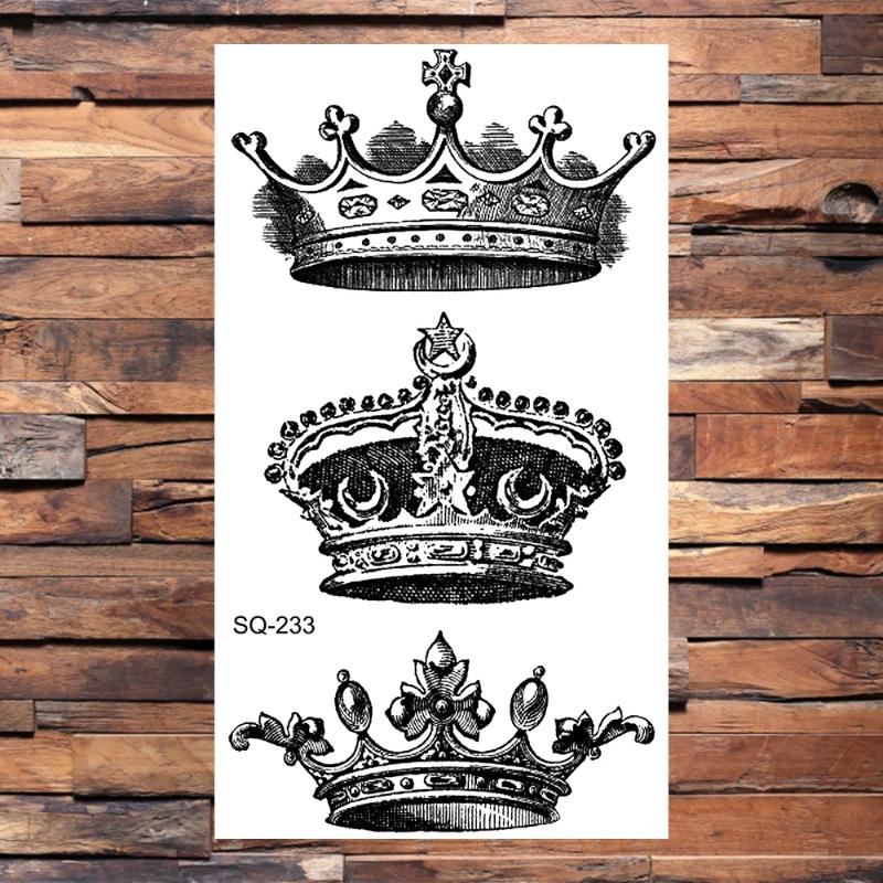 Black Crown Temporary Tattoos For Women Adults Realistic Bird Cross Sword Heart Fake Diamond Tattoo Sticker Body Hand Tatoos 3D Waterproof Temporary Tattoo Stickers