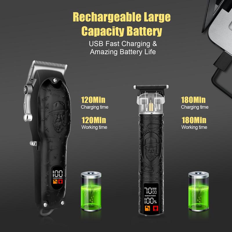 Electric Hair Clipper, 1 Set USB Rechargeable LCD Display Hair Trimmer & Accessories, Professional Hair Clippers Set for Men, Barber, Stylist, Barbershop, Salon