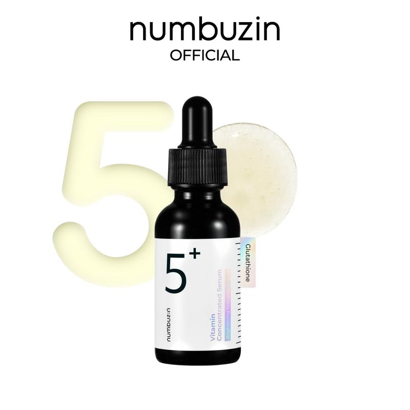 numbuzin No.5+ Vitamin Concentrated Serum | Glutathione, Vitamin C, Tranexamic Acid | Reduces Hyperpigmentation, Acne Scars, Dark Spots, Even Skin Tone | Suitable for Sensitive Skin, Korean Skincare