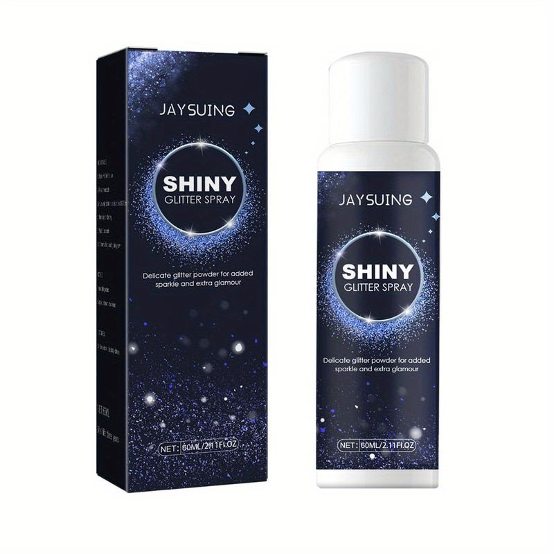 A bottle of shiny spray, silver glitter hairspray, silver holographic highlight powder spray, suitable for party performances to brighten makeup