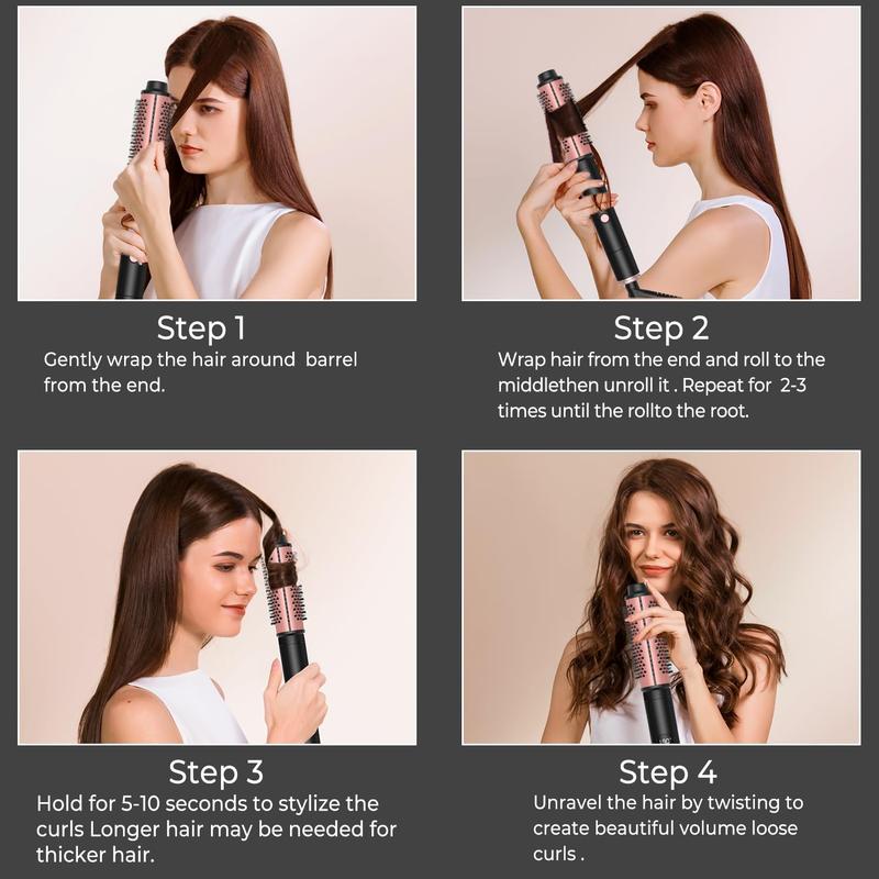 Portable 3 in 1 Thermal Brush, 1 Box LCD Display Curling Wand with 3 Aluminum Copper Combs, Hair Styling Tool for Home & Travel, Christmas Gift, Winter Gift, Curly Hair Brush, Christmas Essentials