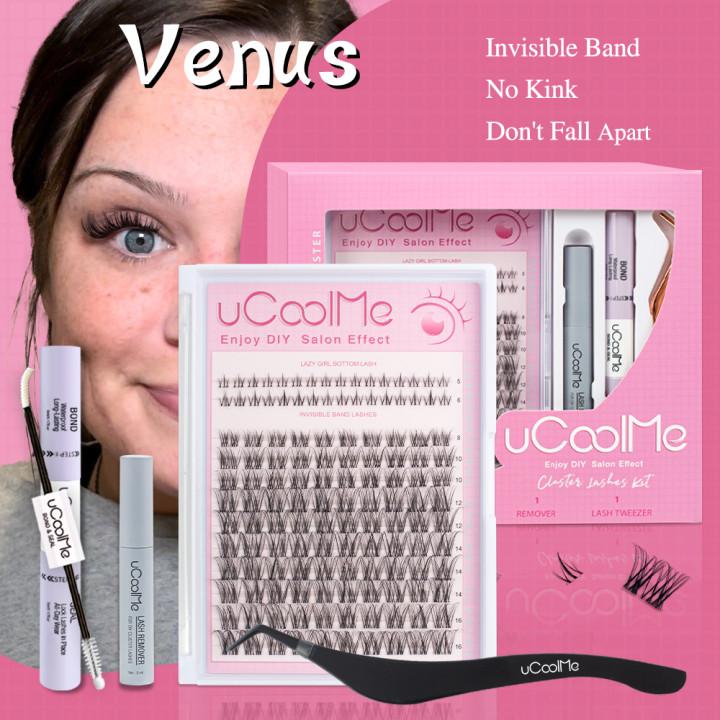 uCoolMe Lashes Venus With Invisible Band DIY Lashes Cluster Individual Lash Extensions WaterProof & Longlasting For Young Girls  Natural Eyelashes for Self Application At Home