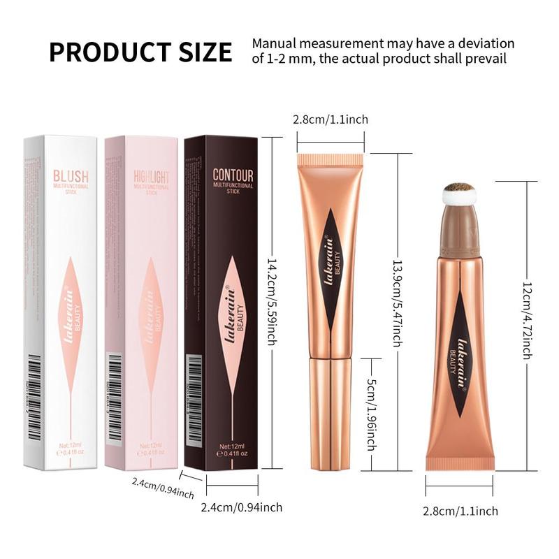 Multifunctional Beauty Wand, 3pcs set Contour & Highlighter Makeup Pen, Easy to Blend Highlight Blush Face Makeup, Cosmetic Product for Women & Girls