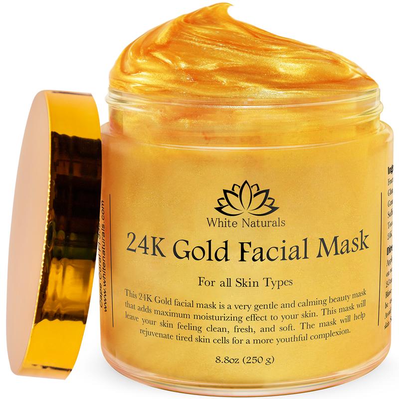 24K Gold Facial Mask, Anti-Aging Gold Face Mask For Flawless & Moisturizes Skin, Helps Reduces Wrinkles, Fine Lines & Acne Scars, Removes Blackheads, Dirt & Oils Skincare Brightening Facial Treatment Moisturizing, Rejuvenating and Soothing the Skin