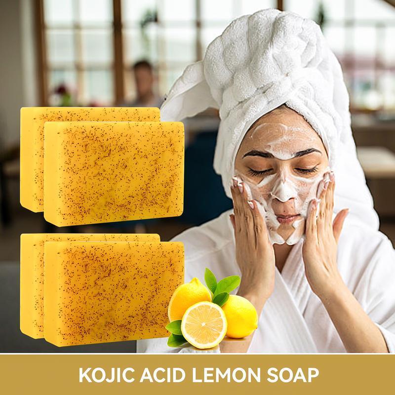 2Pcs Lemon Turmeric Kojic Acid Soap Lemon Kojic Acid Soap Bar Turmeric Soap Bar Kojic Acid Soap for Face