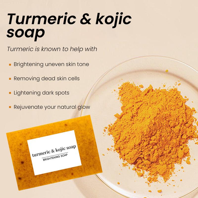 Lemon Turmeric & Kojic Acid Soap Bar, Summer Acne Face & Body Wash for Men & Women, Daily Skincare Cleanser Sets with Soap Saver Bags Body Care Cleansing