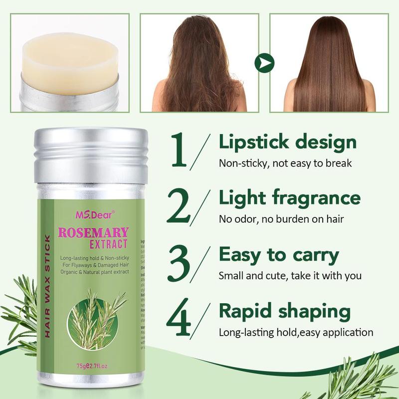 Rosemary Hair Wax Stick, 1 Box Hair Styling Hair Pomade Stick, Portable Mild Hair Taming Stick, Hair Care & Styling Product