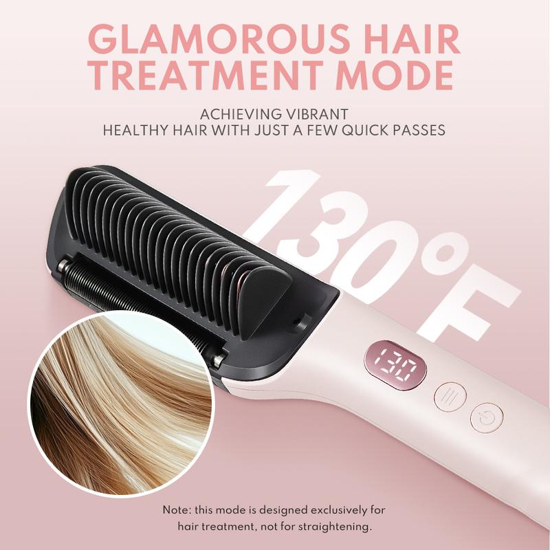 BRANDFREE SleekGlow Pro, Deep Nourishment and Sleek Straightening, Hair Straightener Comb with Hair Oil Treatment Mode, Frizz Control