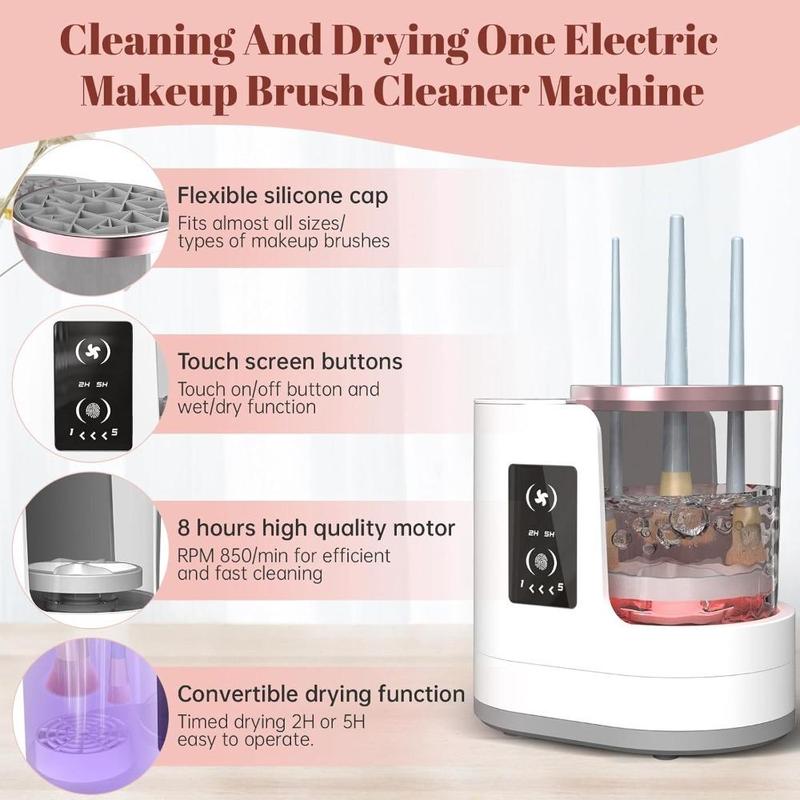 3 in 1 Electric Makeup Brush Cleaner, Portable Automatic Makeup Brush Drying Machine, Makeup Tool for All Size Makeup Brush Set, Contour, Eyeshadow, Blush Brush