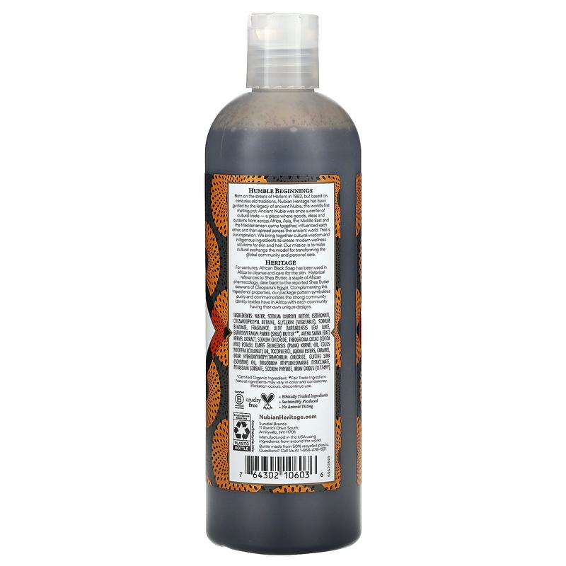 Nubian Heritage African Black Soap, Body Wash, 13 fl oz (384 ml)