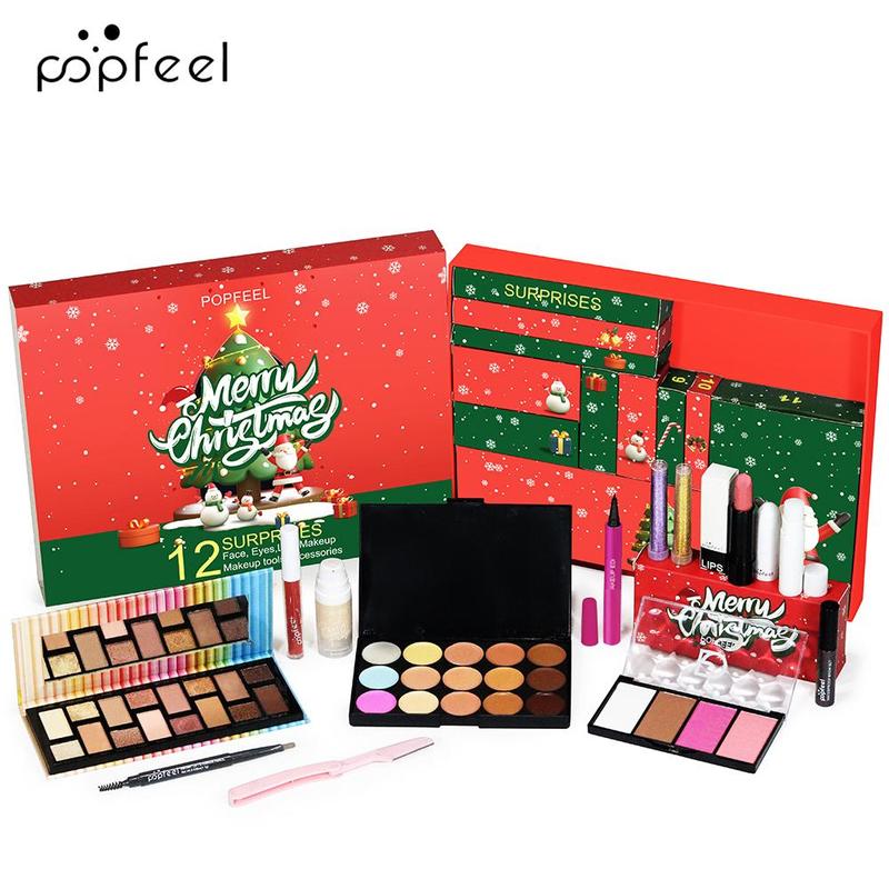 Christmas Countdown Makeup Gift Box, 1 Set Makeup Products for Women, Professional Makeup Set for Face, Eye, Lip, Perfect Gift for Halloween & Christmas