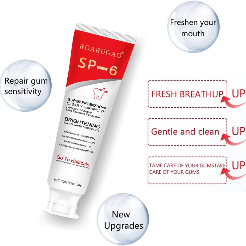 [Upgrade for $3: Get 2Pcs] SP-6 Probiotic Toothpaste - Enhanced Formula Nourishes Oral Microbiome, Eliminates Stains, & Ensures Lasting Fresh Breath