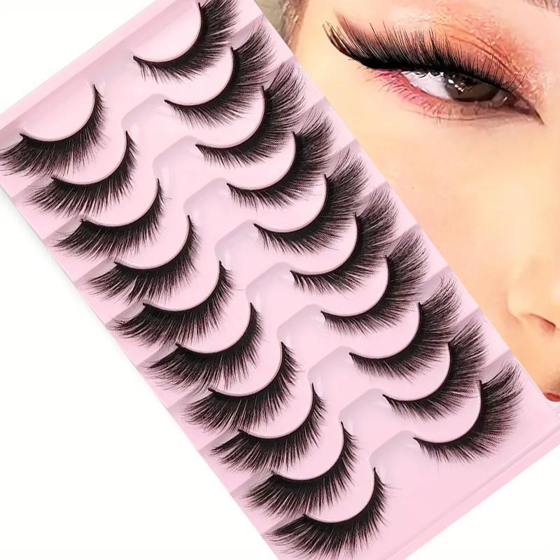 Cat Eye False Eyelashes, Natural Look Eyelashes Extension, Lightweight & Soft False Eyelashes, Fluffy Faux Cluster Lashes for Daily Life & Party