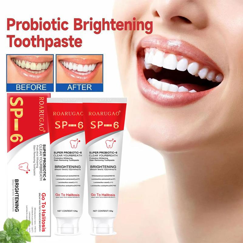 [Upgrade for $3: Get 2Pcs] SP-6 Probiotic Toothpaste - Enhanced Formula Nourishes Oral Microbiome, Eliminates Stains, & Ensures Lasting Fresh Breath