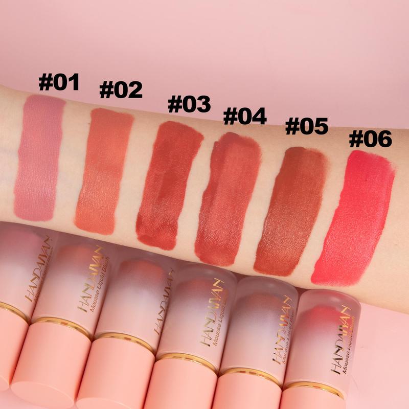 Long Lasting Matte Liquid Blusher, 6 Counts set Natural Look Blush for Daily Makeup, Liquid Blush Milk Jelly Blush Cream Blush Stick, Lightweight Blush, Soft Color Shadow, Cosmetic Suitable for Ladies Makeup