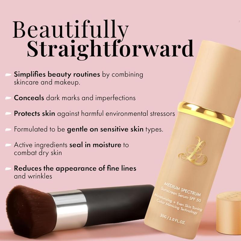 4 in 1 Liquid Foundation, Long-lasting Waterproof Full Coverage Concealer, Daily Use Facial Beauty Enhancer, Flawless Skin Reliable Sun Foundation