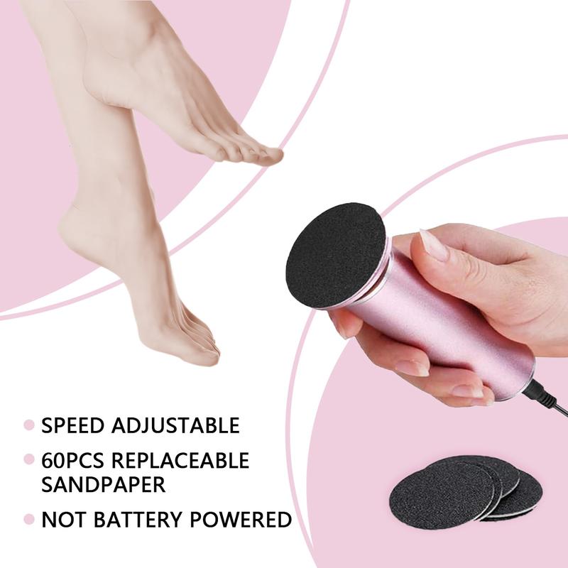 Lightweight Electric Foot File, Adjustable Rotatable Electronic Foot Dead Skin Remover with 60 pcs Replacement Sandpaper Disks ,Callus Remover Tool for Home & Nail Salon, Pedicure Tool for Daily Use, Nail Care Accessories,Christmas Gift Manicure Set