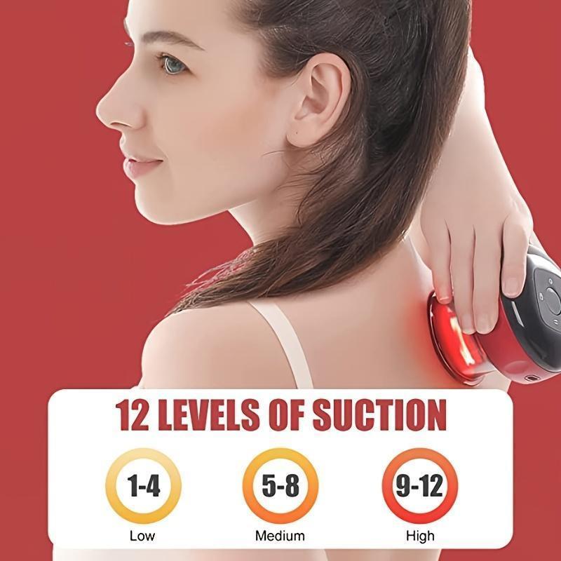 Electric Smart Heating Cupping Massager, 12 Gears Smart Vacuum Suction Body Massage Tool, Portable Rechargeable Massage Tool for Body Care Christmas, Christmas Gift