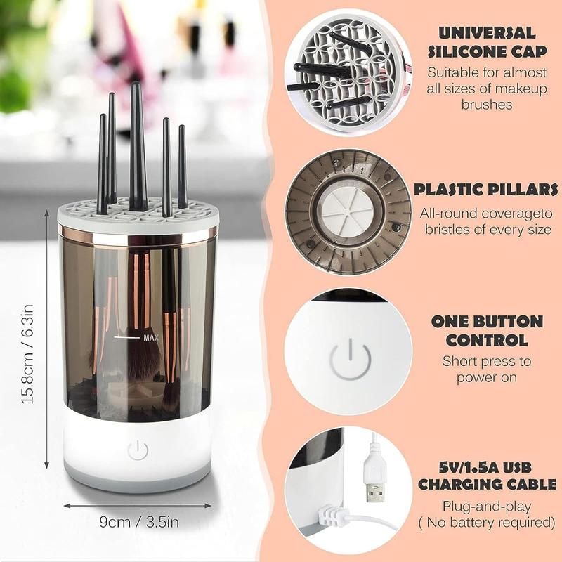 Electric Makeup Brush Cleaning Machine for Summer Gift, USB Powered Automatic Rotating Makeup Brush Cleaning Tool, Makeup Brush Cleaning Tool for All Makeup Brushes, Summer Cosmetic Tool Cleansing Accessories