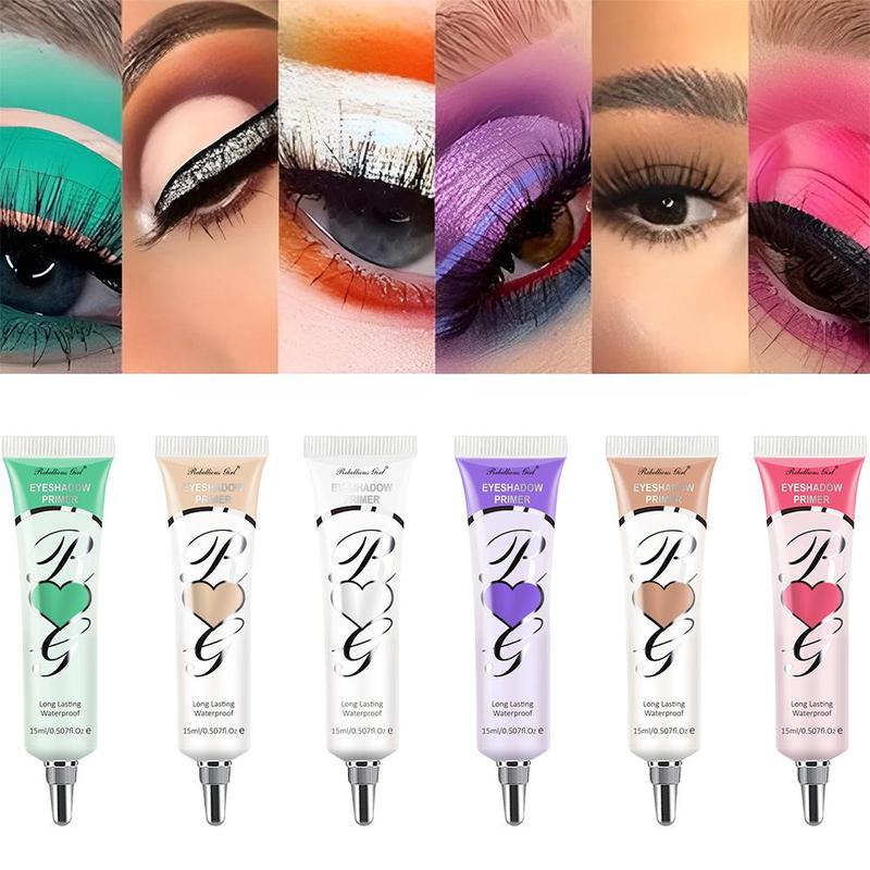 Long-lasting Eyeshadow Primer, 6 Counts set Waterproof Eyeshadow Primer, Full Color Vitality Eyelid Concealer Face Makeup for Women & Girls