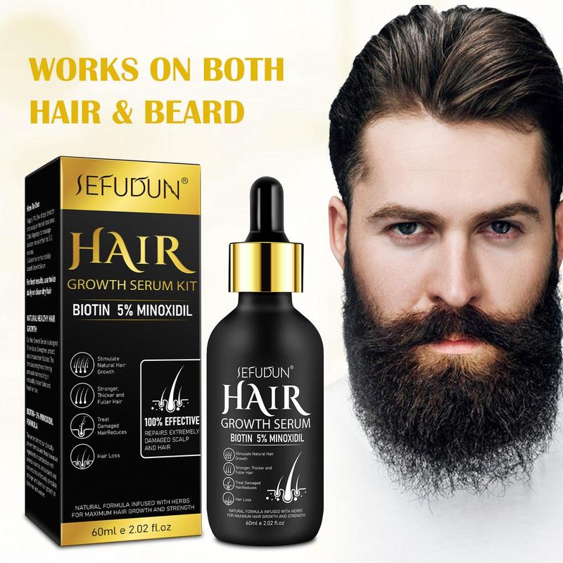 Sefudun 5% Minoxidil Hair Serum, 60ml Biotin Hair Serum for Scalp Hair Care, Getting Thicker Healthier Hair