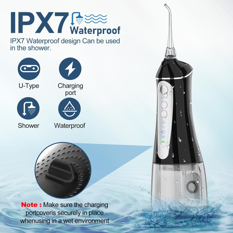 Cordless Water Dental Flosser - 4 Modes, 3 Intensities, IPX7 Waterproof, 320ML, Rechargeable Oral Irrigator for Teeth Cleaning, Travel & Home Use