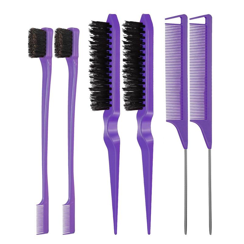 6pcs set Double Sided Heatless Haircare Brush Set, Long Tail Combs Smooth Detangling Brush, Hair Brush Detangler Grooming Tools, Professional Hair Styling Tools for Women & Girls, Barber Supplies