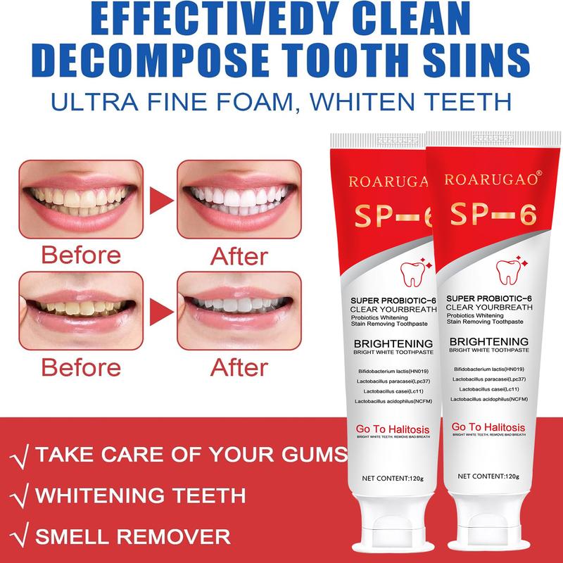 [Upgrade for $3: Get 2Pcs] SP-6 Probiotic Toothpaste - Enhanced Formula Nourishes Oral Microbiome, Eliminates Stains, & Ensures Lasting Fresh Breath