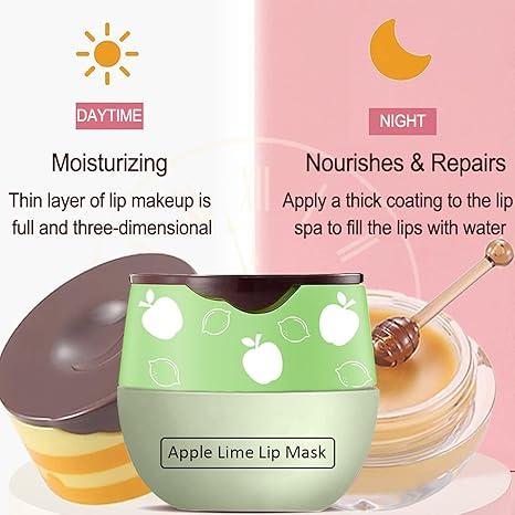 6pcs set Pot,Strawberry&Watermelon&Honey&Apple Lime Lip Mask Overnight Hydrating Prevention Dry and Cracked Lip Scrubs Exfoliator Lip Care, Lip Sleeping Mask Reduces Lip Lines Skincare Comfort