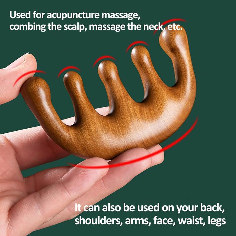 Wooden Massage Comb with Wide Tooth, Scalp  Round Tooth Comb, Gua Sha Manual Lymphatic Drainage Massage Tool,   Acupoint