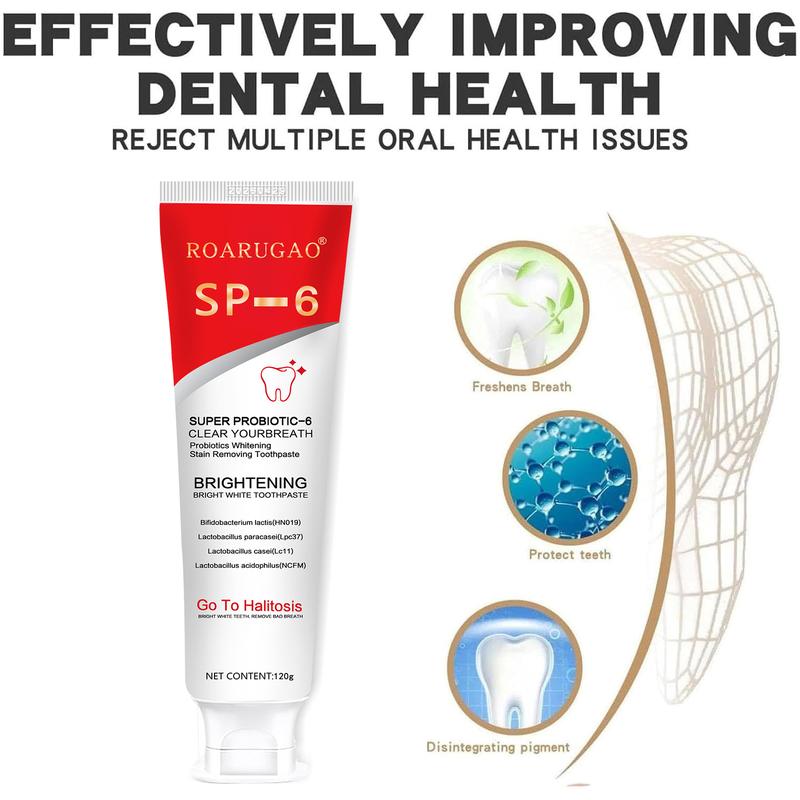 [Upgrade for $3: Get 2Pcs] SP-6 Probiotic Toothpaste - Enhanced Formula Nourishes Oral Microbiome, Eliminates Stains, & Ensures Lasting Fresh Breath