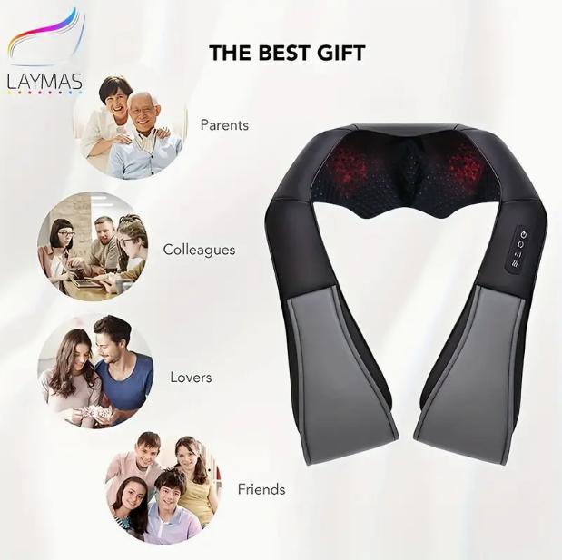 Back And Neck Massager With 3 Levels Adjustable Heating, 8 Nodes Deep Kneading Massage For Neck, Back, Shoulder, Use At Home, Car, Office Christmas Gifts