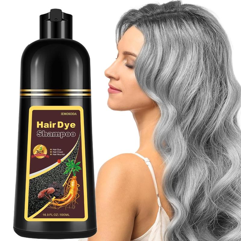 500ML Silver Gray Hair Color Shampoo,  3-IN-1 Hair Dye , Nourishing & Dyeing for Men Women Colors in Minutes, Easy to Use at Home,Haircare