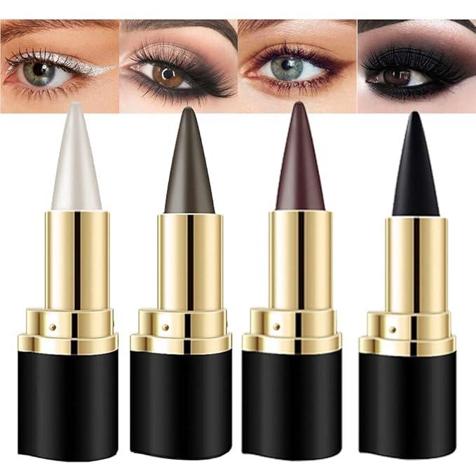 4Pcs Black Brown Silver Gray Gel Eyeliner Pencil Set,Eye Liner Waterproof Smudge Proof, Eye Makeup ,Eye Black Smokey Eyeshadow Palette Stick, Cosmetic