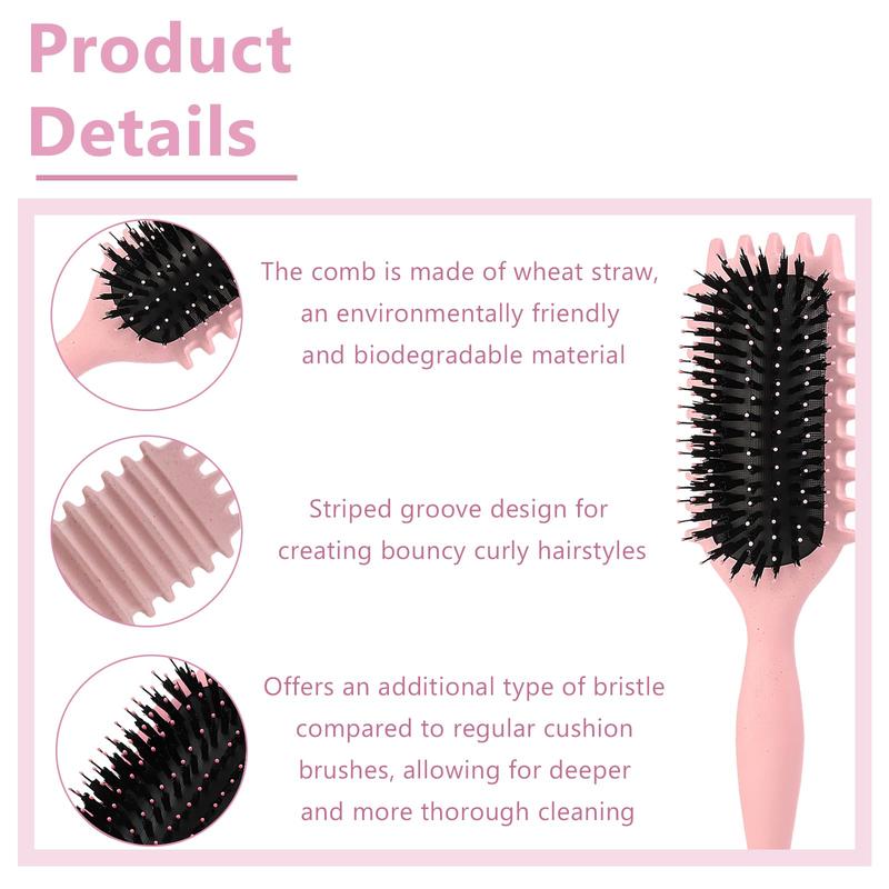 Curl Enhancing Hair Brush Forked Curling Comb Reduces Pulling and Separation of Curls Hair Styling Tool for Unisex (Pink)