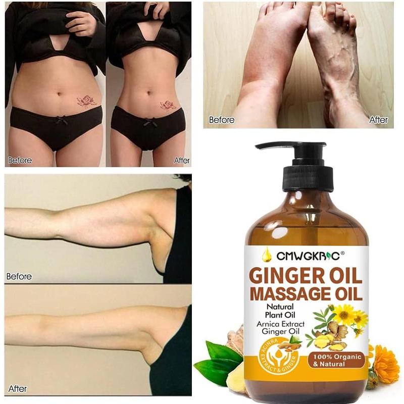 2 Pack Ginger Oil Lymphatic Drainage Massage,Belly Drainage Ginger Oil-Warming Tired Sore Muscle Ginger Massage Oils With Natural Arnica Extract,Grapeseed Oil,Vitamin E Massage Oil for Massage rapy