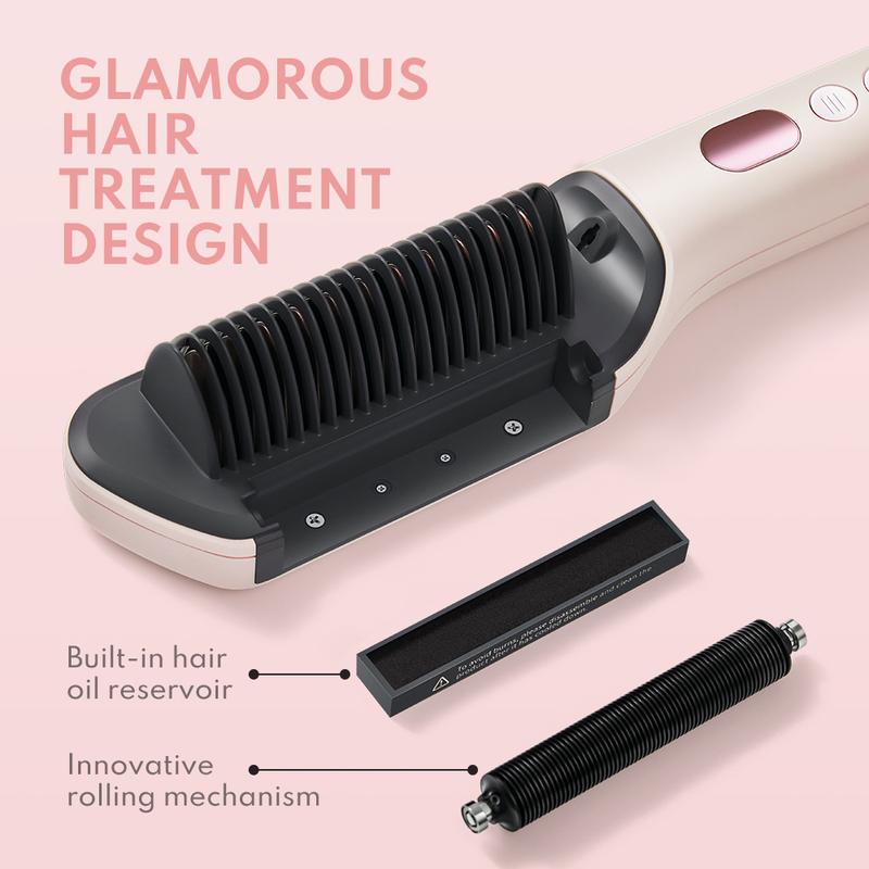 BRANDFREE SleekGlow Pro, Deep Nourishment and Sleek Straightening, Hair Straightener Comb with Hair Oil Treatment Mode, Frizz Control