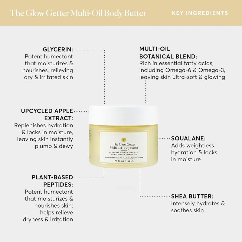 The Glow Getter Whipped Multi-Oil Body Butter, Firming Cream & Body Moisturizer with Shea Butter, Vanilla & Coconut Scents, 7.7 fl oz Body Care Lotion new bodybutter daily moisturizer