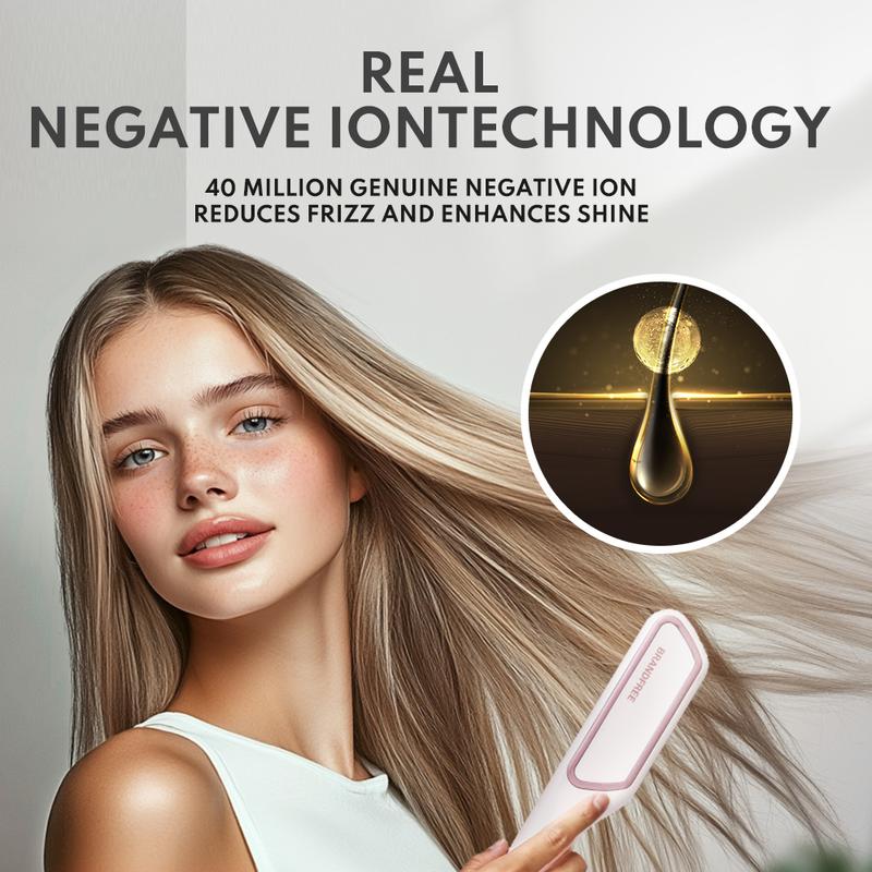 BRANDFREE SleekGlow Pro, Deep Nourishment and Sleek Straightening, Hair Straightener Comb with Hair Oil Treatment Mode, Frizz Control