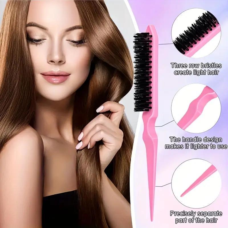 6pcs set Double Sided Heatless Haircare Brush Set, Long Tail Combs Smooth Detangling Brush, Hair Brush Detangler Grooming Tools, Professional Hair Styling Tools for Women & Girls, Barber Supplies