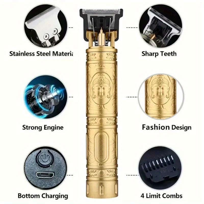 1PC Rechargeable Hair Clipper Black Buddha Head Trimmer Beard Trimmer Hair Clipper Shaving Portable