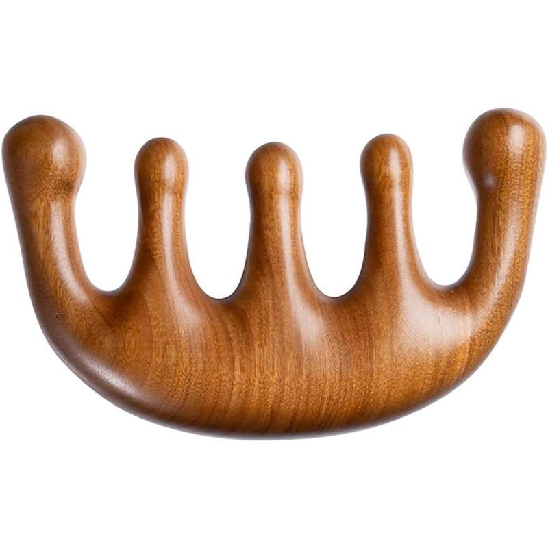 Wooden Massage Comb with Wide Tooth, Scalp  Round Tooth Comb, Gua Sha Manual Lymphatic Drainage Massage Tool,   Acupoint