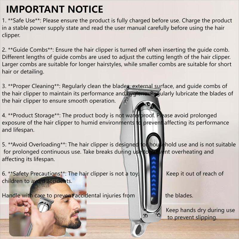 Electric Hair Clipper, Christmas Gifts Fall Gifts, 1 Box Type-C Rechargeable Hair Trimmer with Limit Combs, Professional Hair Shaver for Men, Great for Stylists Barber Salon Home Use, Winter Gift Set, Thanksgiving Gift